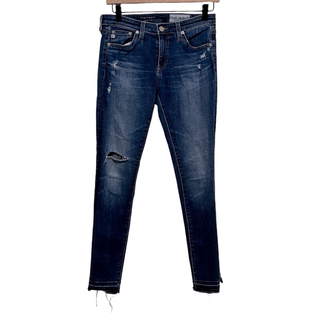 AG The Legging Destroyed Raw Hem Super Skinny Ankle Jean Size 27